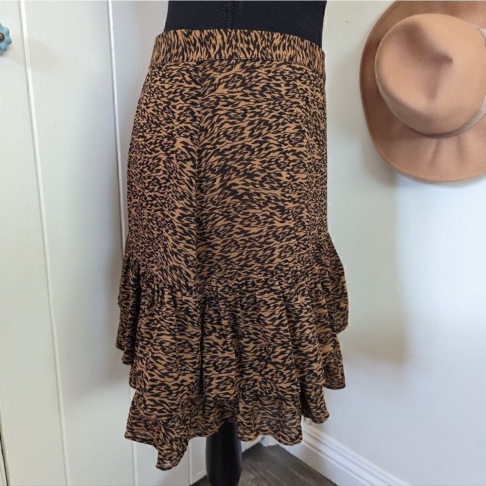 Ted Baker Animal Tiger Print Ruffle Skirt 6 Boho Glam Rock Whimsigoth Rebel Punk - Picture 6 of 15